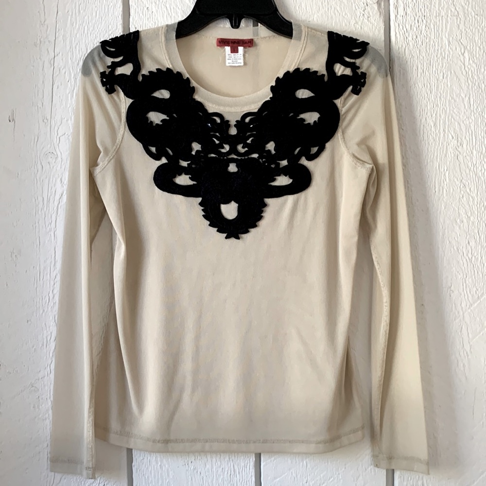 Vivienne Tam Mesh embroidered Dragon Top Year of the Dragon
